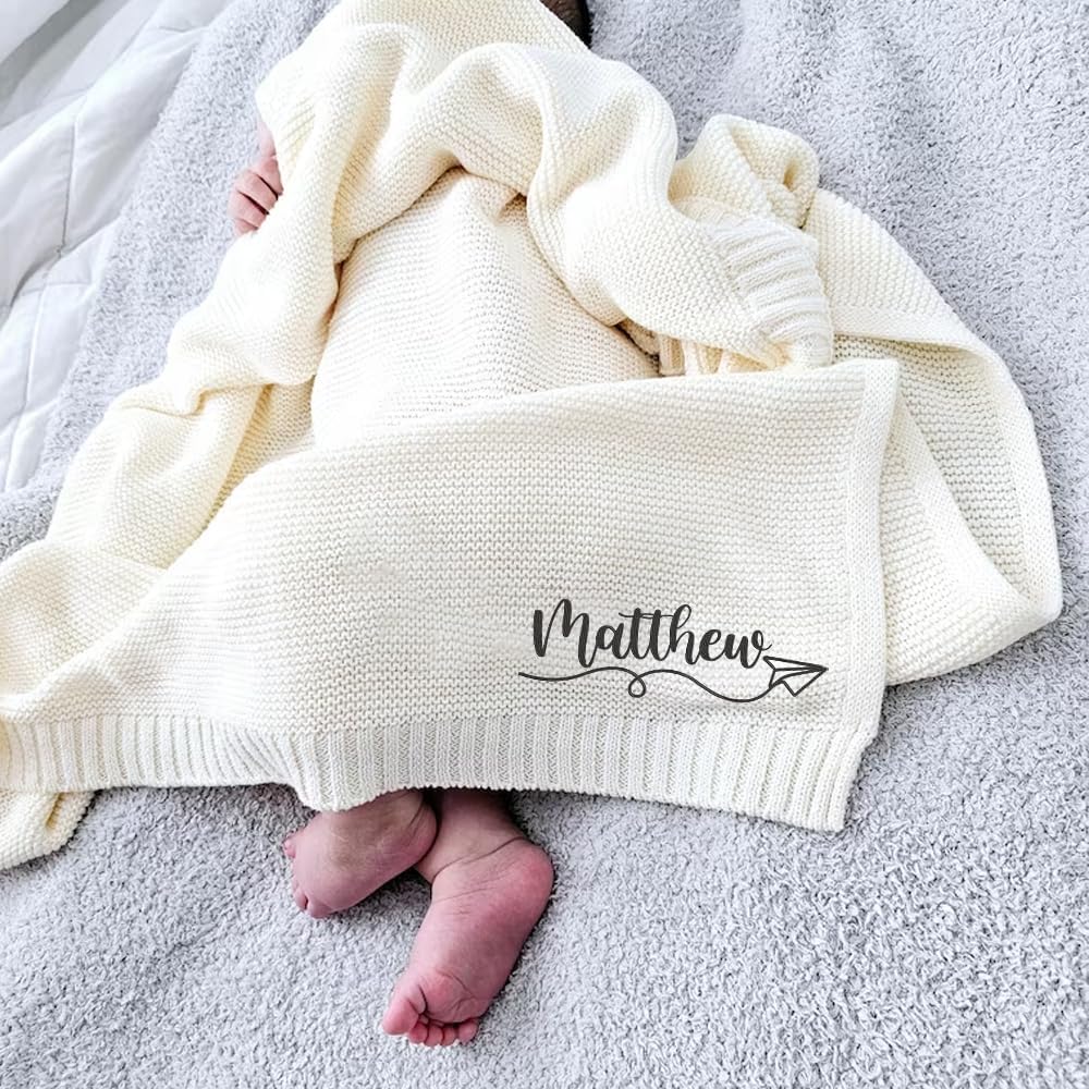 Luxury Personalized Baby Blanket, Soft Breathable Cotton Knit Baby Blanket, Baby Blanket, Embroidered Baby Blanket, Baby Blanket for Newborn, Blanket for Baby, Newborn Baby Gifts, Baby Gift