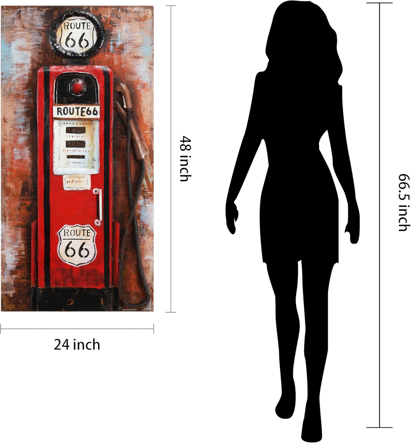 Empire Art Direct "Gas Pump" Mixed Media Hand Painted Iron Wall Sculpture by Primo, Red