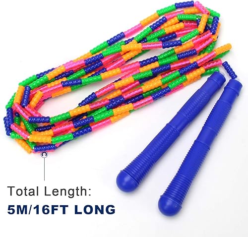 Miniatura 5 de Coolrunner Cuerda de saltar de 16 pies de largo (1 paquete), cuerdas de saltar holandesas dobles, cuentas suaves para niños adultos, plástico