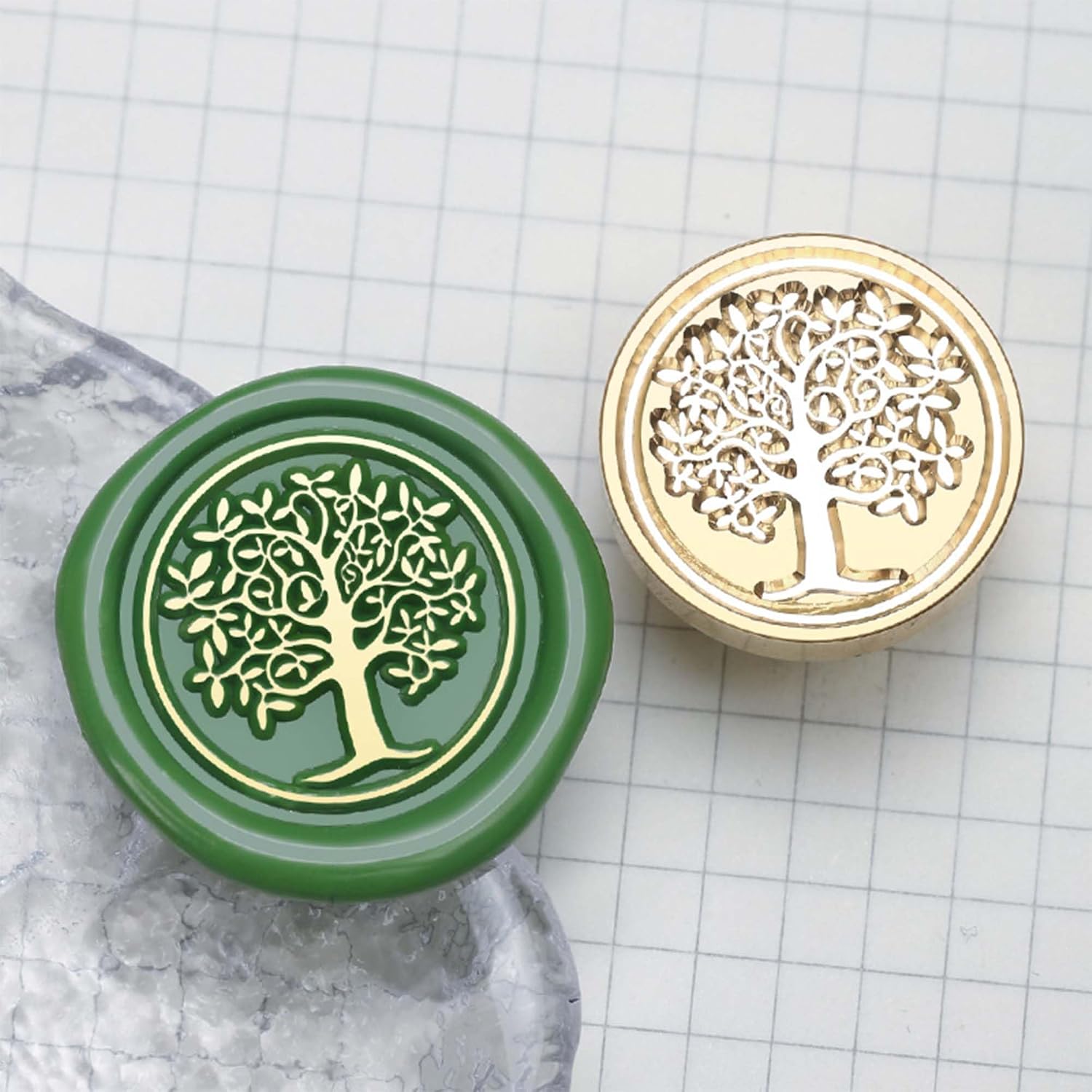 Tree of Life Wax Seal Stamp - Cosmic Tree Wax Stamp, 0.98 Inch (25mm) Brass Plant Stamp with Handle for Invitations, Cards,Envelopes, Letter Sealing, Anniversaries, Baby Shower(Boughs)