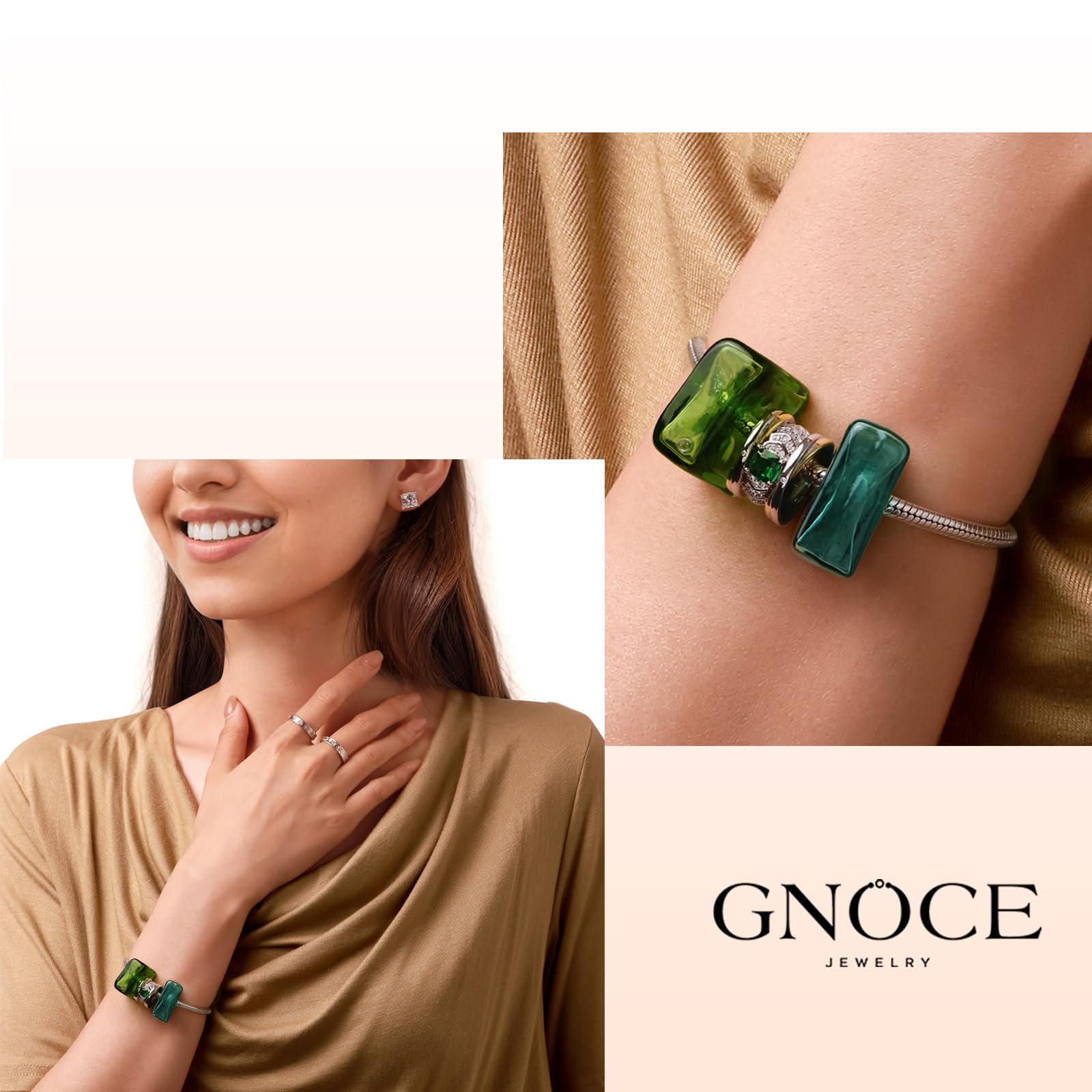 GNOCE Verde Scuro oli Essenziali Profumo Diffusore Charm Quadrato, Charms di Vetro di Murano per Donne Ragazze Moglie Fglia a Penzoloni, San Valentino, Regalo di Gioielli per la Festa Della Mamma