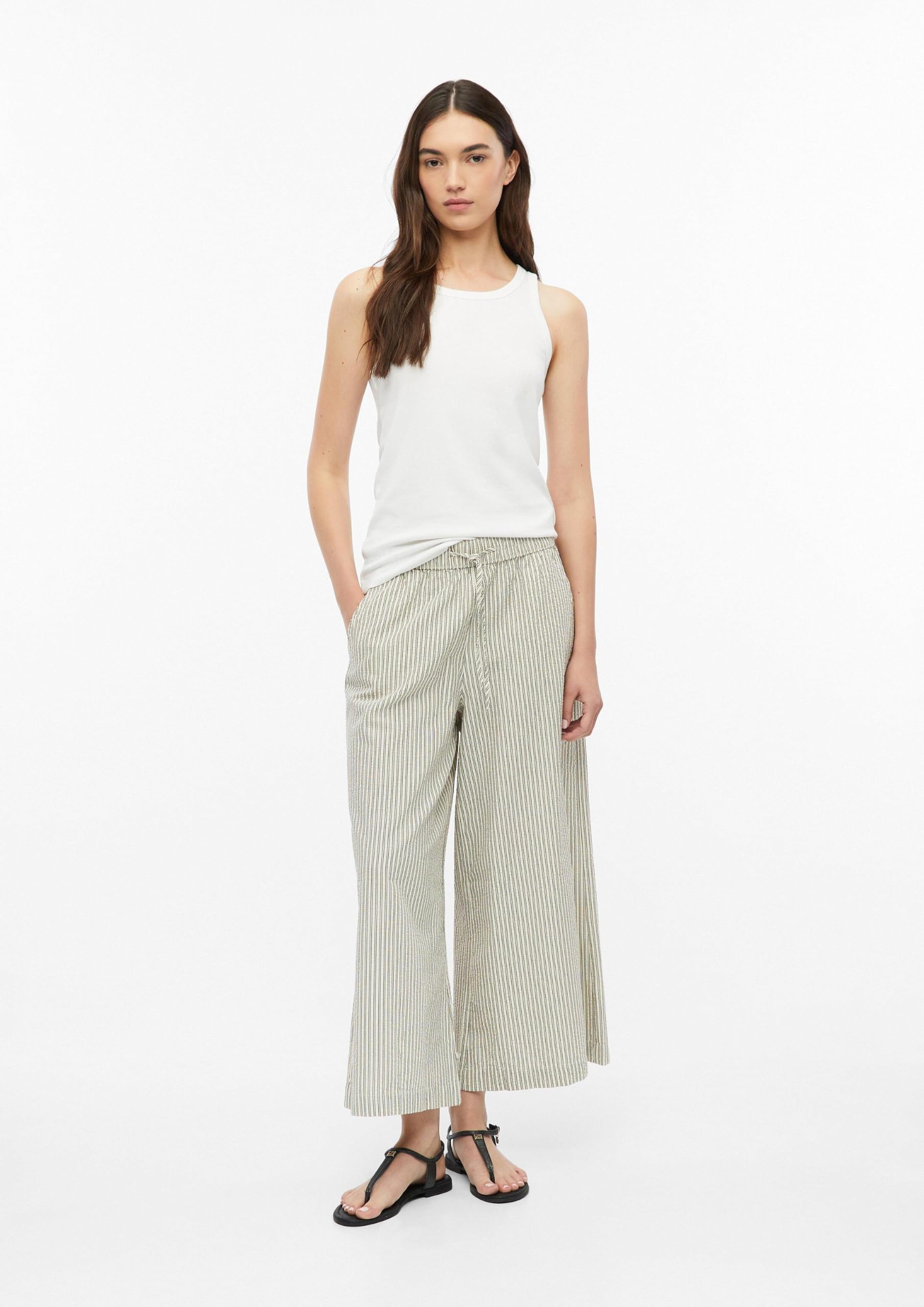 s.Oliver Damen Hose Culotte aus Seersucker mit Weitem Bein