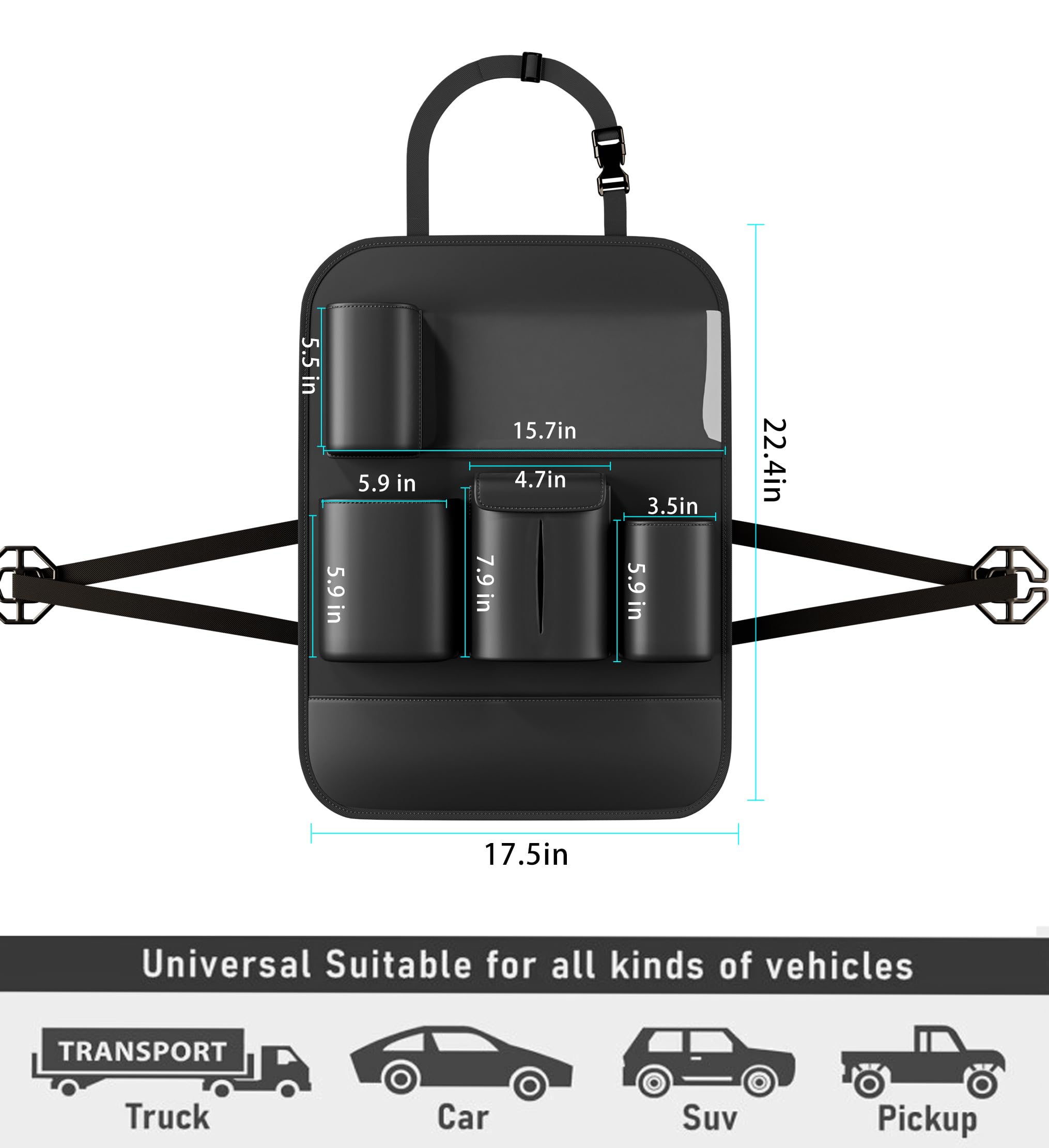 XDV Organisateurs de siège de voiture, protections de siège arrière multifonctionnelles, pochettes de rangement, tapis de protection contre les coups de pied des enfants et supports de plateau pour