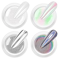 Vista 15 de 6 tarros de polvo de uñas cromado, juego de polvos de uñas con efecto cromado, polvo brillante con brillo para uñas con efecto espejo mágico