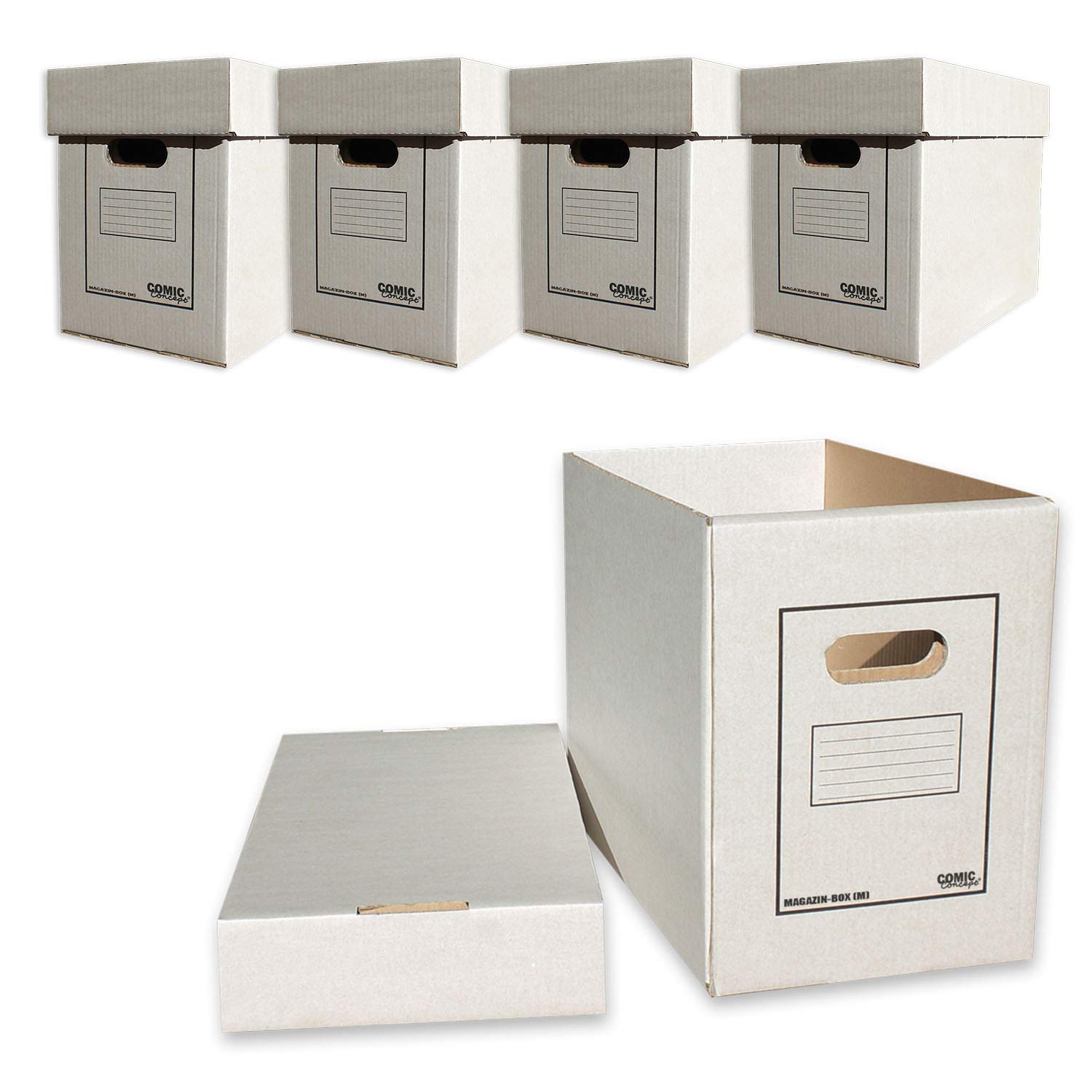 Comic Concept Set 5X Magazin & Alben-Box, mit Deckel, stapelbarer Karton