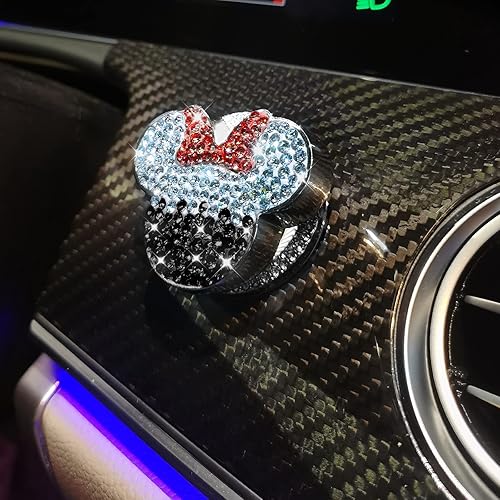 Miniatura 5 de Pangpai Accesorios Lindos de Cubierta de Botón de Arranque, Cubierta de Botón de Arranque de Motor de Cristal Brillante, Adhesivo Interior de
