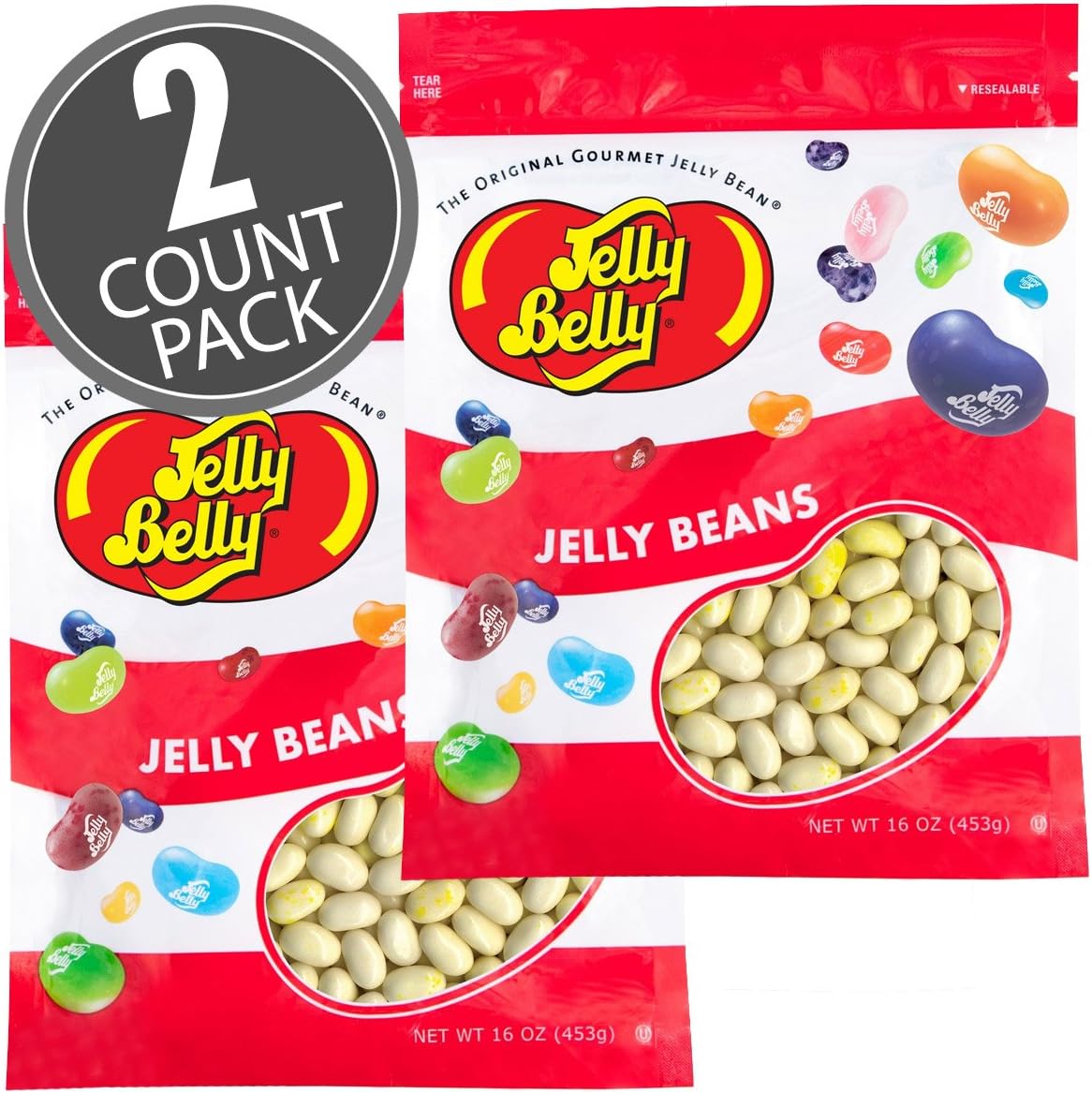 Jelly Belly Buttered Popcorn Jelly Beans - 2 Pounds in Resealable Bags (2 x 16 Ounces) - Genuine, Official, Straight from the Source