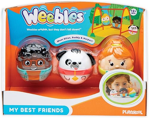 Miniatura 5 de Playskool Weebles My Best Friends - Juguete preescolar Weeble Wobble para niños pequeños, 2 personajes de Weebles + 1 perro de mascota Weebles para