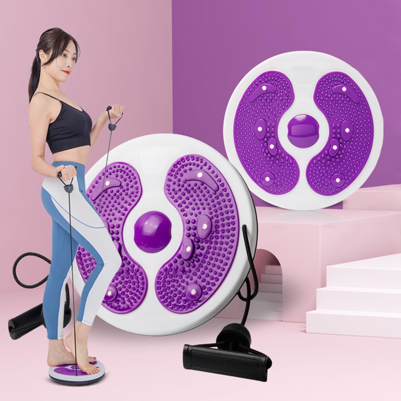 Spinfit Sculpteur de Taille, Twist Disque de Taille avec Corde de Traction,Disque de Torsion d'aérobic Fitness, Twist Disque de Taille