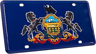 Pickwicks Pennsylvania State Flag License Plate – Embossed HD Aluminum – Keystone State Pride – Decorative Car Tag – 6”x12” Novelty Metal Sign (Pennsylvania)
