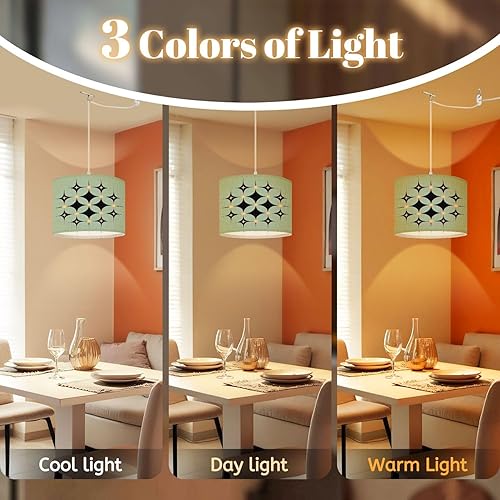 Miniatura 6 de Lámpara colgante enchufable de mediados de siglo, vintage de los años 50, moderna, retro, atómica, geométrica, celosía, estrella, lámpara colgante