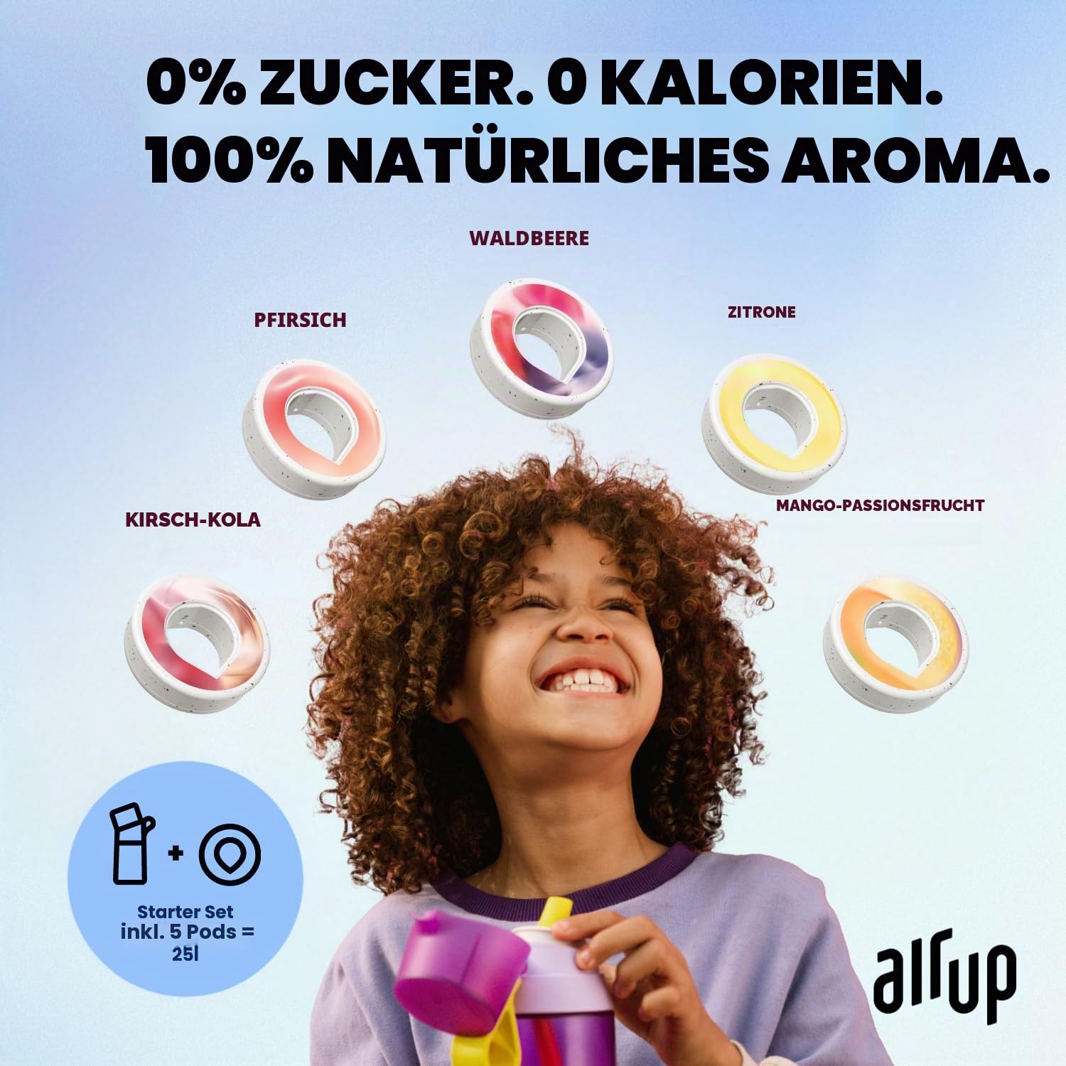 Air up® Wasserflasche (620ml) Click Original Starter-Set mit Kapseln in 5 Geschmacksrichtungen | zuckerfreie Aromatisierung | spülmaschinenfest, BPA-frei (Delfin Blau)