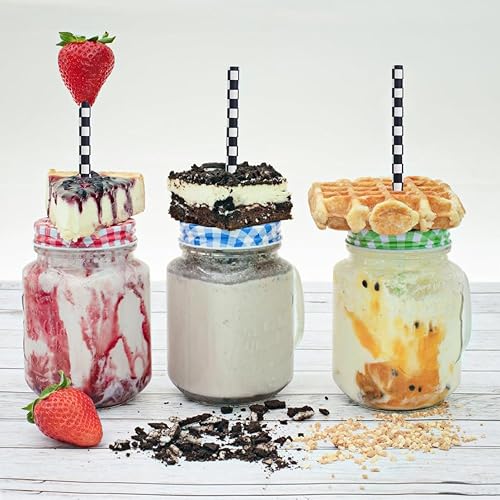 Vista 47 de ALINK 100 pajitas de papel a rayas blancas y negras, biodegradables desechables para Halloween, Navidad, cumpleaños, Año Nuevo, suministros de Rayas