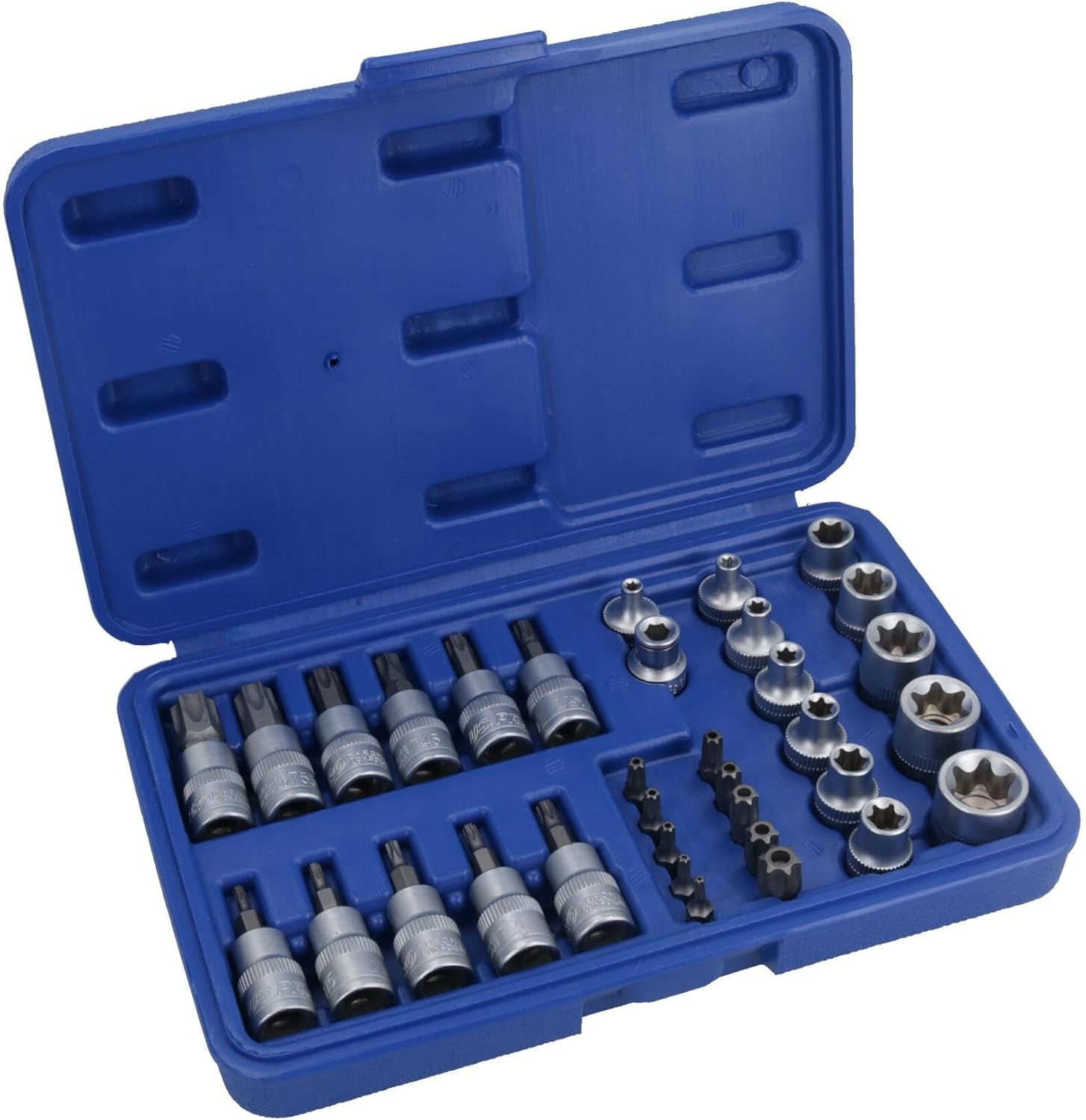 Male/Female/Torx/Star/Tamperproof E Type Sockets 3/8" Drive 34pcs AT447