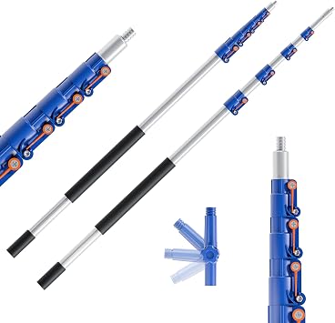 Telescoping Extension Pole, 6-24FT Multi-Purpose Extendable Pole with Universal Twist-on Metal Tip, Aluminum Telescopic for Paint Roller, Duster and Cleaning