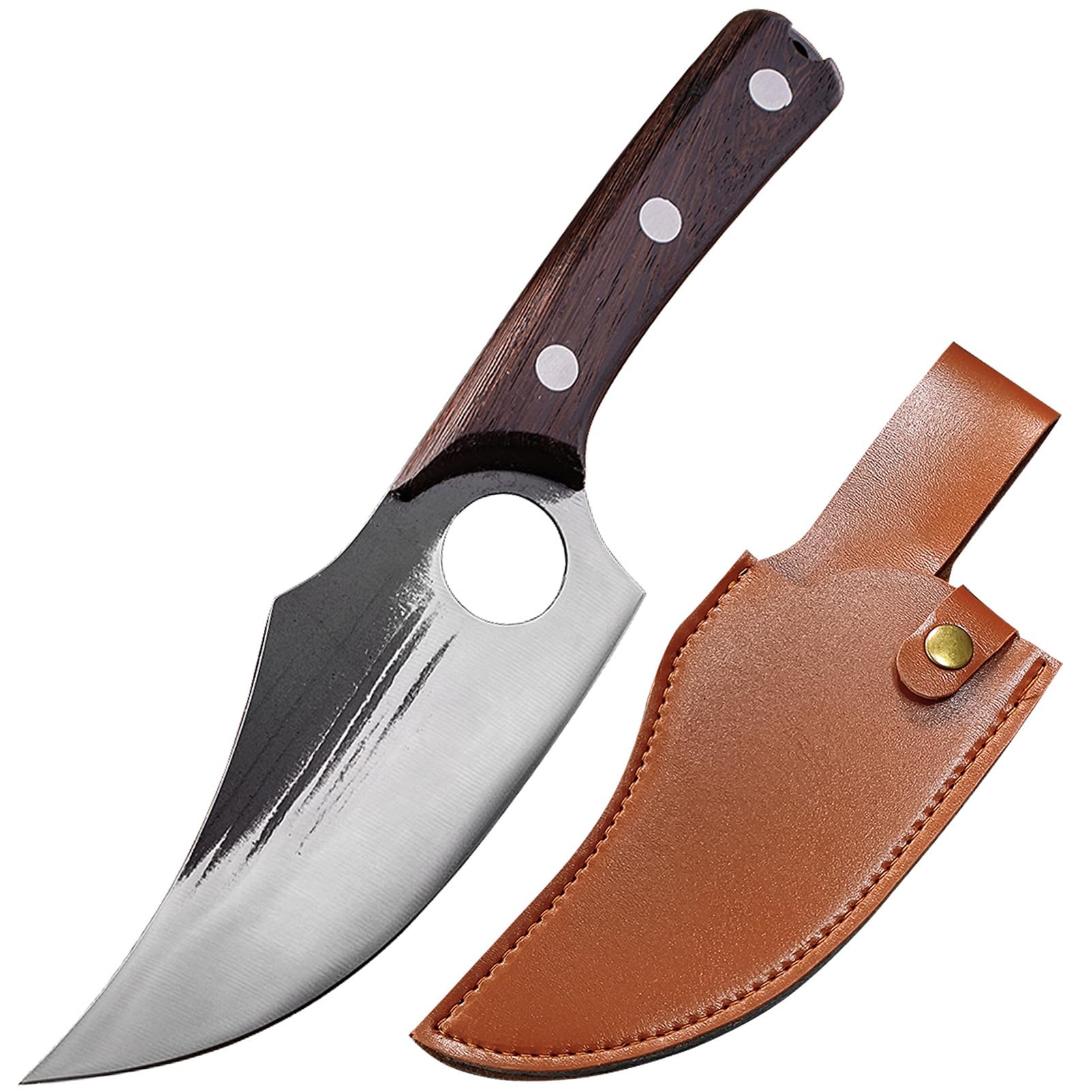 TUTCHUAN Japanese Chef Knife 6 inch Kitchen Knives High Carbon Stainless Steel Home and Outdoor Cooking Knife Full Tang Hand Forged Boning Knife with Sheath