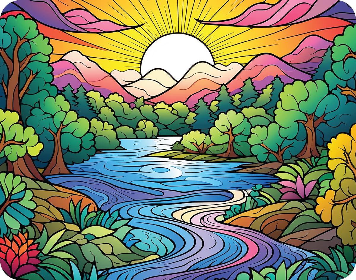 Magnetic Playset with Interactive Magnets (11in x 14in) - Artistic Dreamscape Mountains - Activity Set with Characters and Mounting Elements, Reusable for Kids Playroom, Wall, Door, Fridge, Style B