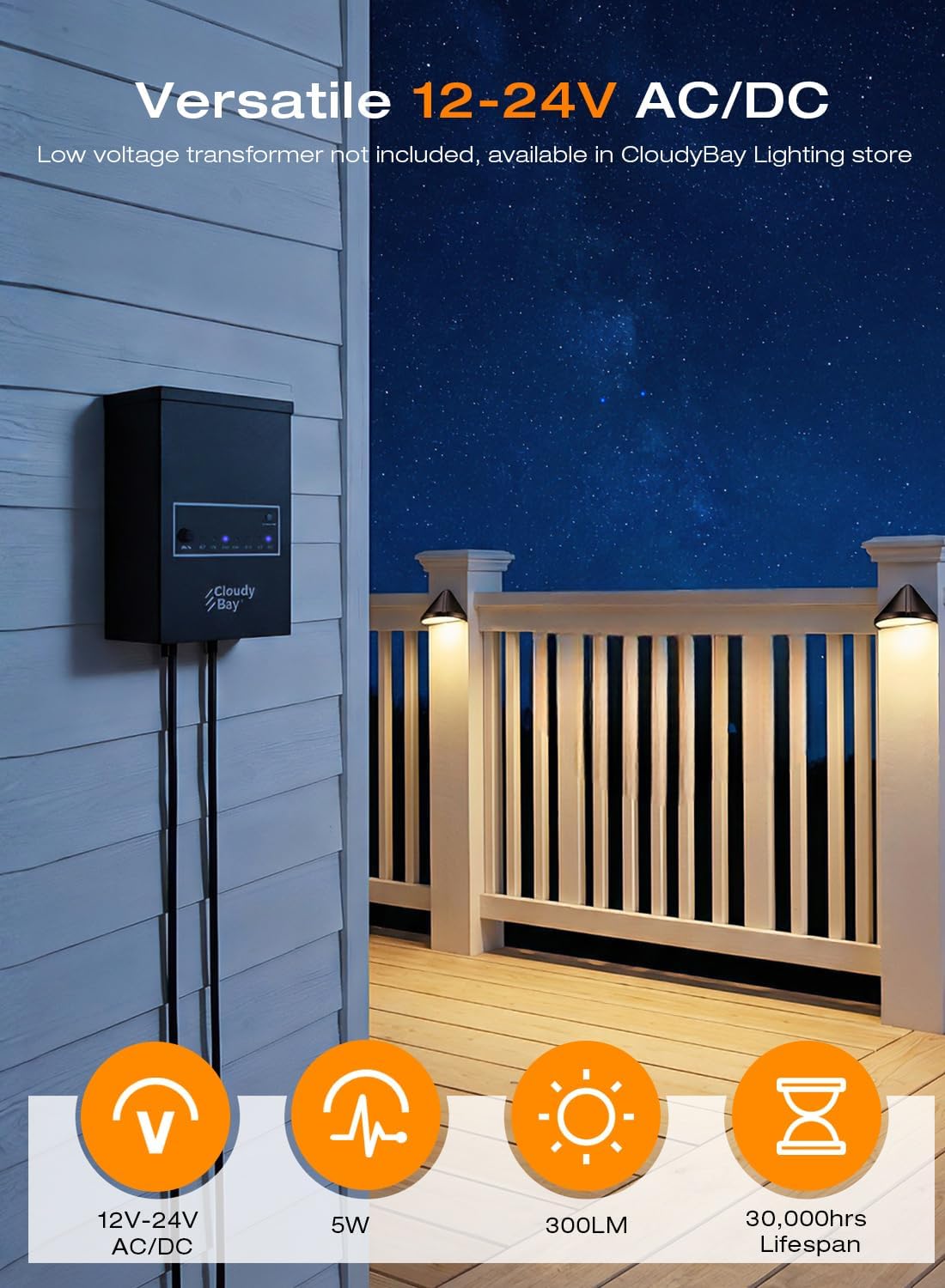 CLOUDY BAY [8 Pack] LED Deck Lights Low Voltage 12-24V AC/DC, 5W Stair Step Railing Landscape, 1800K-5000K CCT Switchable, Oil Rubbed Bronze, IP65 Waterproof Aluminum Housing