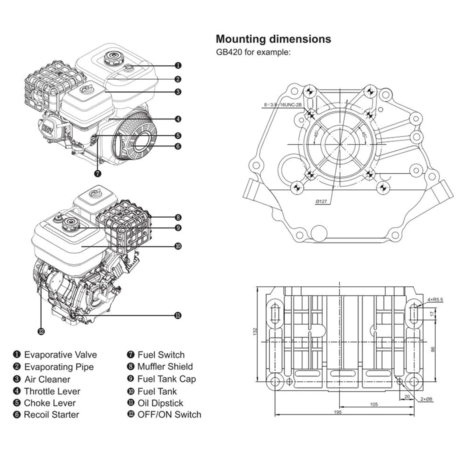Amazon.com: Gasoline Boat Engine Motor 4 Stroke 15HP Inflatable Fishing  Boat Gas Engine Motor 196CC Single Cylinder for 10-20ft Fishing Boats Foam  Boats, Up To 12.5 Mile/H (15HP 4-Stroke Gasoline Engine) :