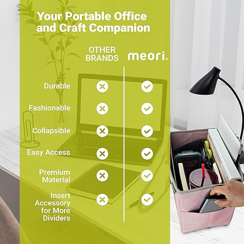 Miniatura 8 de meori Bolsa de mano de oficina, artículos esenciales para laptop, parte inferior resistente que se mantiene en posición vertical, 3 prácticos