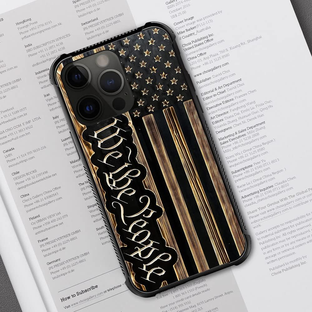 DAIZAG Compatible with iPhone 14 Pro Max Case,All-Round Protection Shockproof Anti-Scratches TPU Cover,Cases for Man Woman-We The People USA Flag Wood Grain American Flag - Image 6