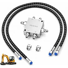 Upgraded Mini Excavator Cushion Valve Kit with 1/4" Hydraulic Hoses & M141.5 Threaded, Universal Replacement Part for Most Mini Excavator & Swivel Motor Machines, 1/4" M14x1.5