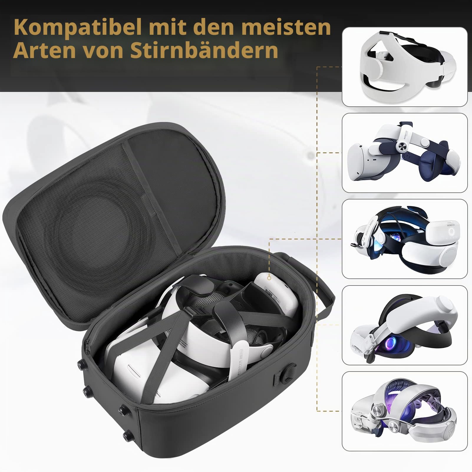 FOREGOER Groß Tragetasche für Meta Quest 3/Quest 3S/Oculus Quest 2 mit Elite Strap, Touch Controllern und anderem VR Zubehör, Harte Case für Oculus Quest 3 Zubehör, VR All-in-One Gaming Headset