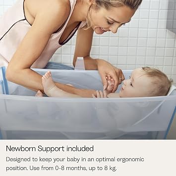 Stokke Flexi Bath - Foldable Baby Bath with Newborn Support, Transp Green