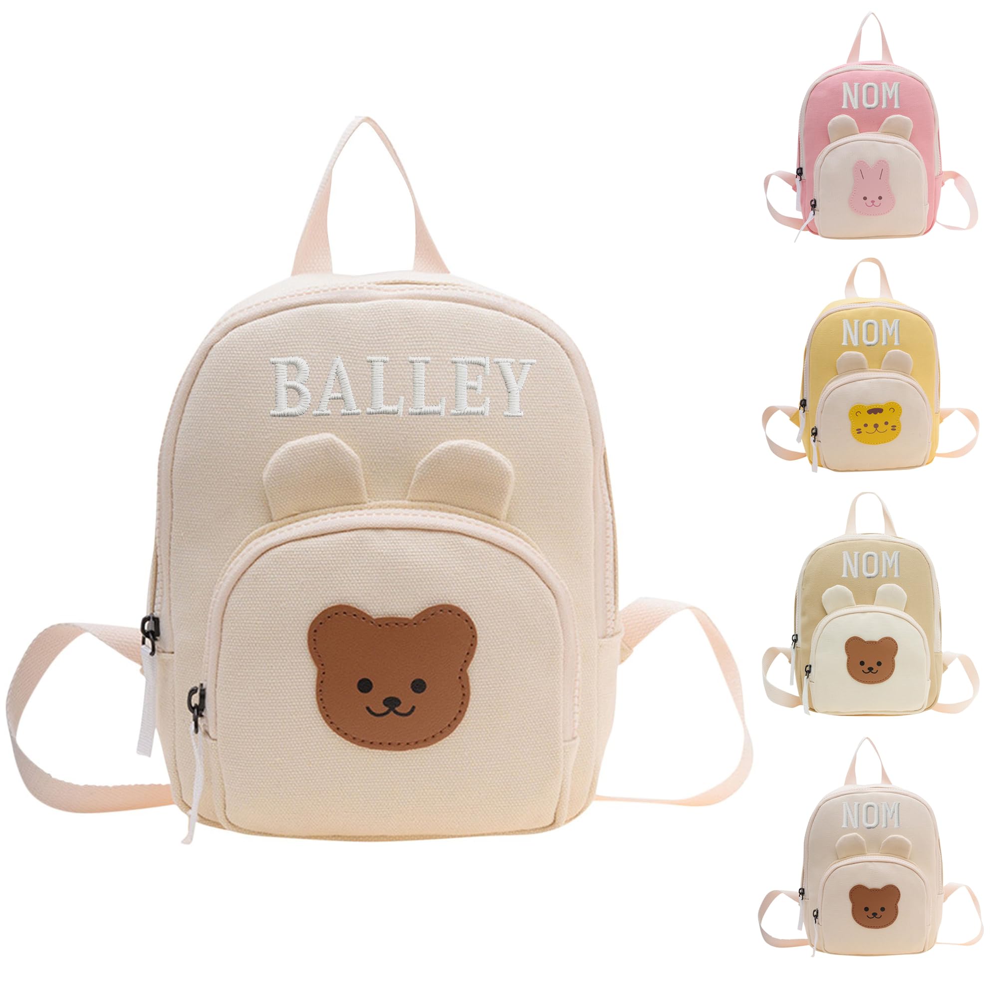 Sac à Dos Enfant Personnalisable Avec Nom Brodé – 4 Coloris (rose, Noir, Beige, Kaki) – Idéal Pour Maternelle Et école, Léger Et Résistant - 4