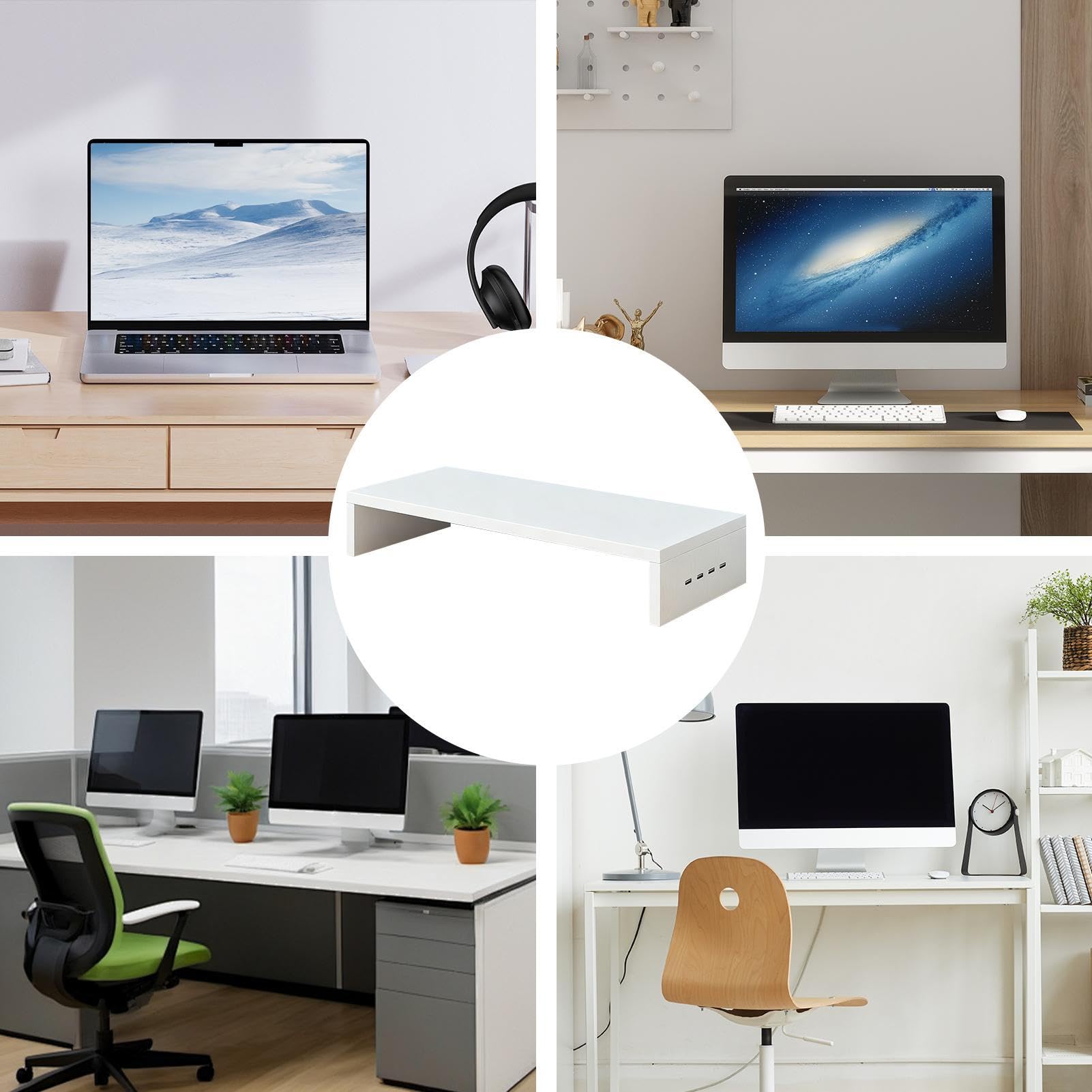 Monitor Riser Desk, 87x3,03 Ergonomiczna podwyższona podstawka z 4 portami USB do ulepszania stojaka na ekran komputera do akademika szkolnego domu komponenty electr