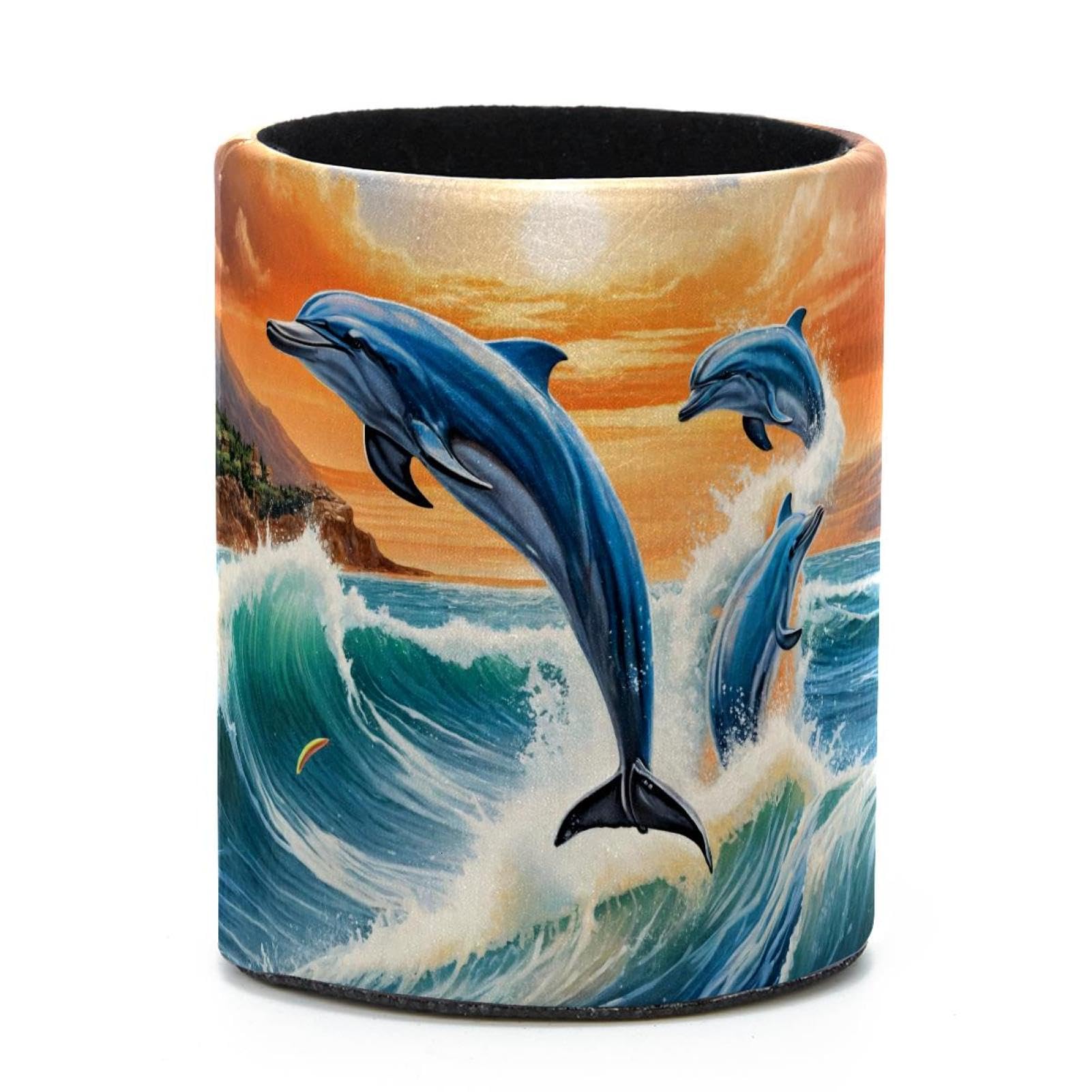 VAPOKF Round Pencil Holders for Desk, Dolphins Pen Holders Pen Pot Makeup Brushes Storage Desktop Stationery Supplies Organiser for Home Office