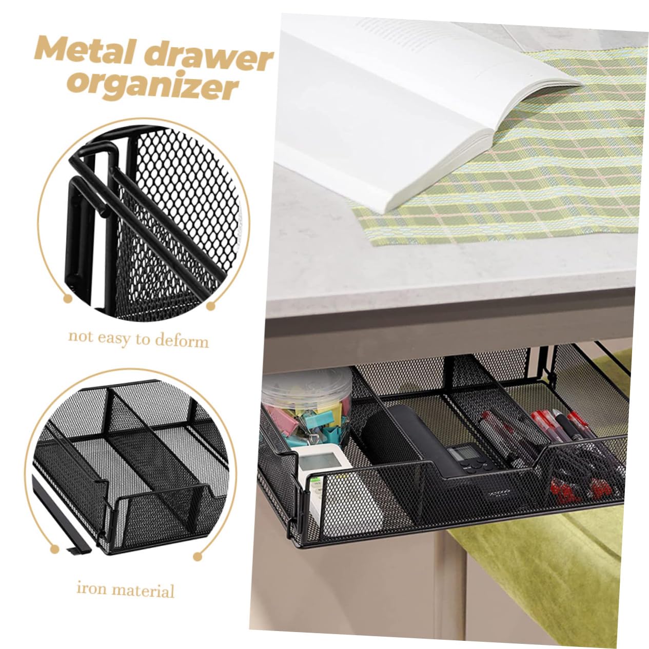 Organizador de Documentos para Escritorio de Hierro Negro 3 Grandes Compartimentos, Soporte para Carpetas de Archivos Adecuado para Decoracion Colegio y Oficina