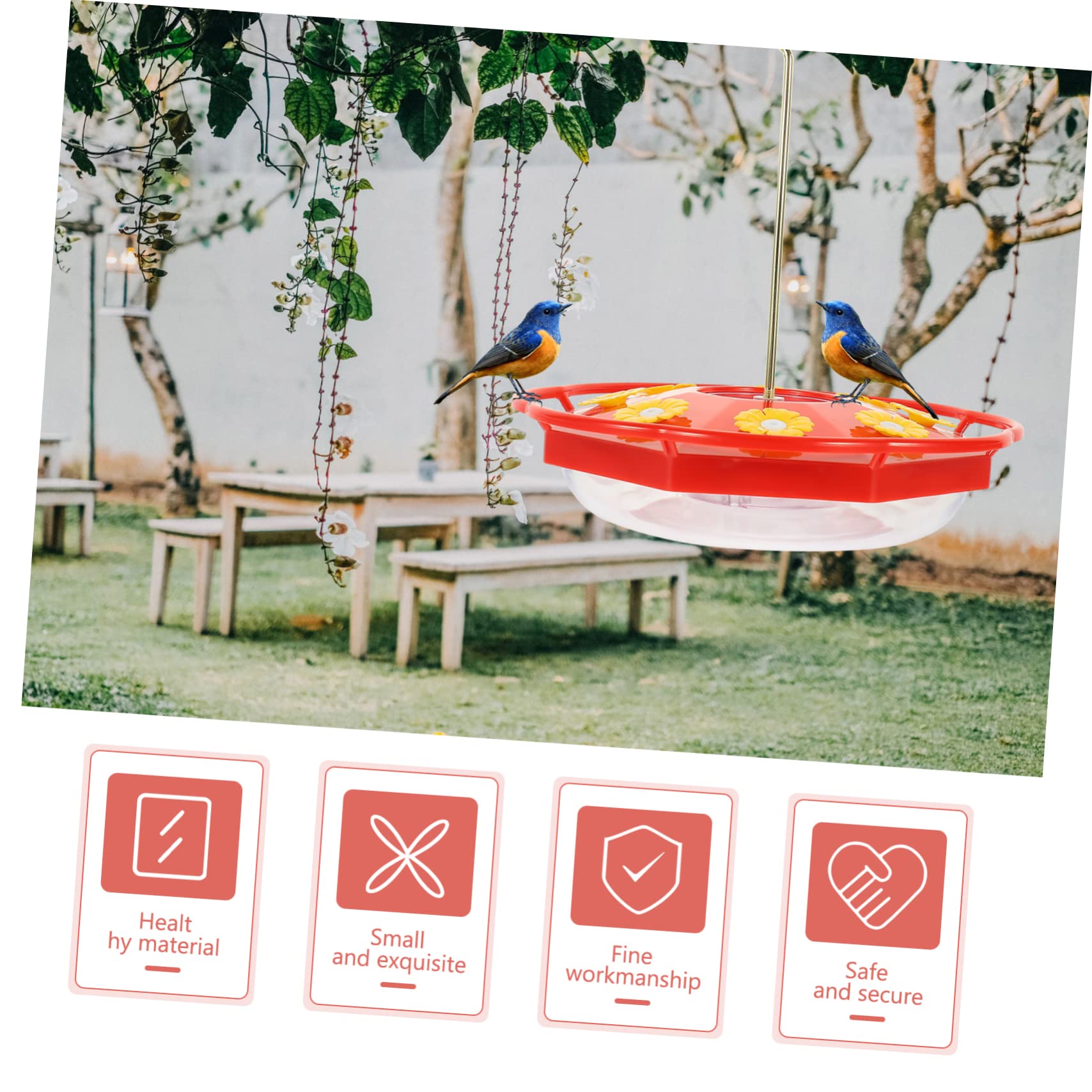Yardwe 5 Pz Mangiatoia Per Uccelli Rintocchi Colibrì Vassoio Di Servizio Decorativo Distributore Stazione Di Alimentazione Degli Uccelli Contenitore Per L'acqua Fontana Plastica Rosso