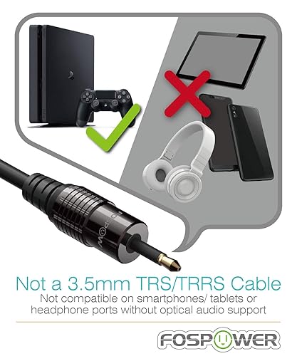 Miniatura 3 de FosPower 24K chapado en oro Toslink para Mini Toslink Digital Optical S  PDIF, cable de audio con conectores de metal y chaleco antideslizante de