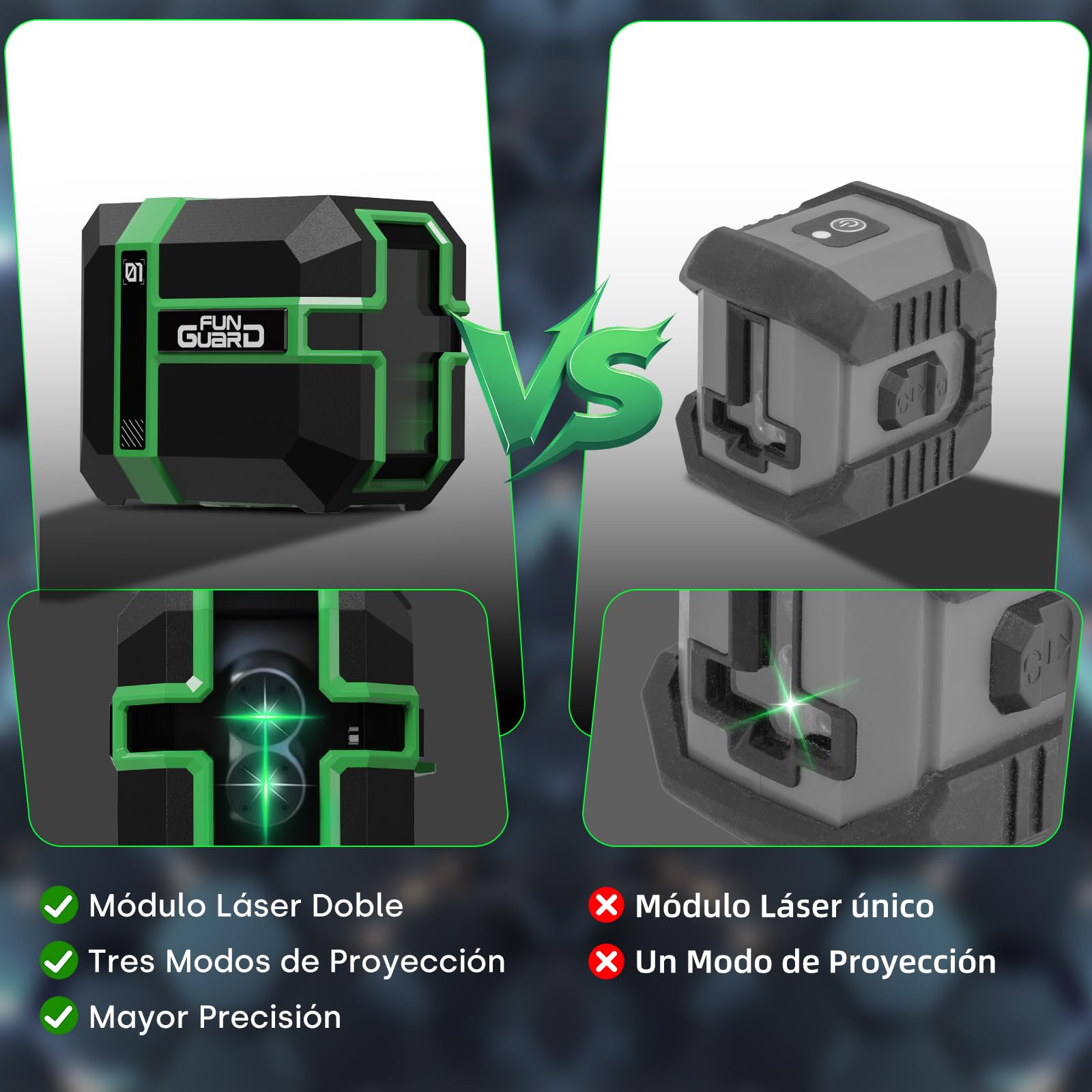 Nivel Láser Autonivelante con Tripode, Verde Módulo Láser Dual 50M, 3 Modos Conmutables Horizontal/Vertical, Modo Pulso, Carga USB, IP54 para Obras de Construcción,DIY