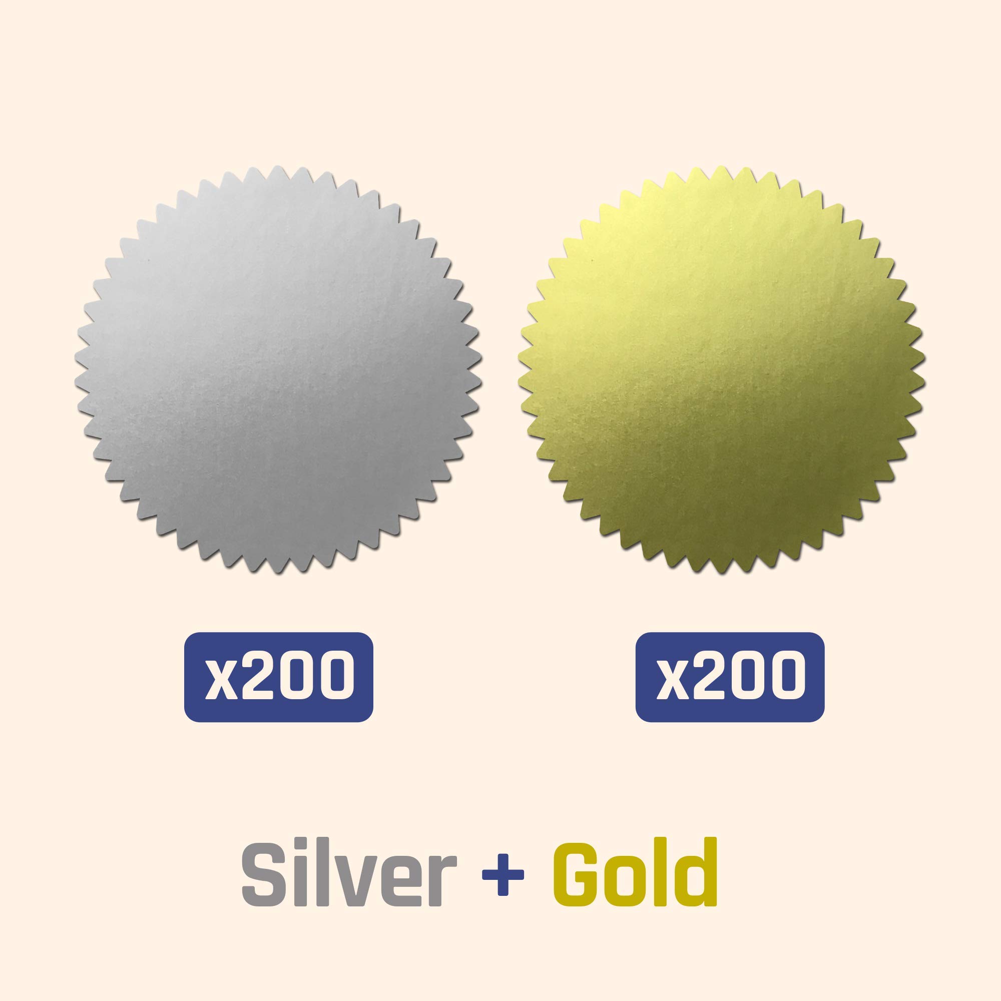41mm Wavy Edge, Shiny Silver, Certificate Wafer Company Seal Labels, Stickers For Embossing, Awards & Rewards