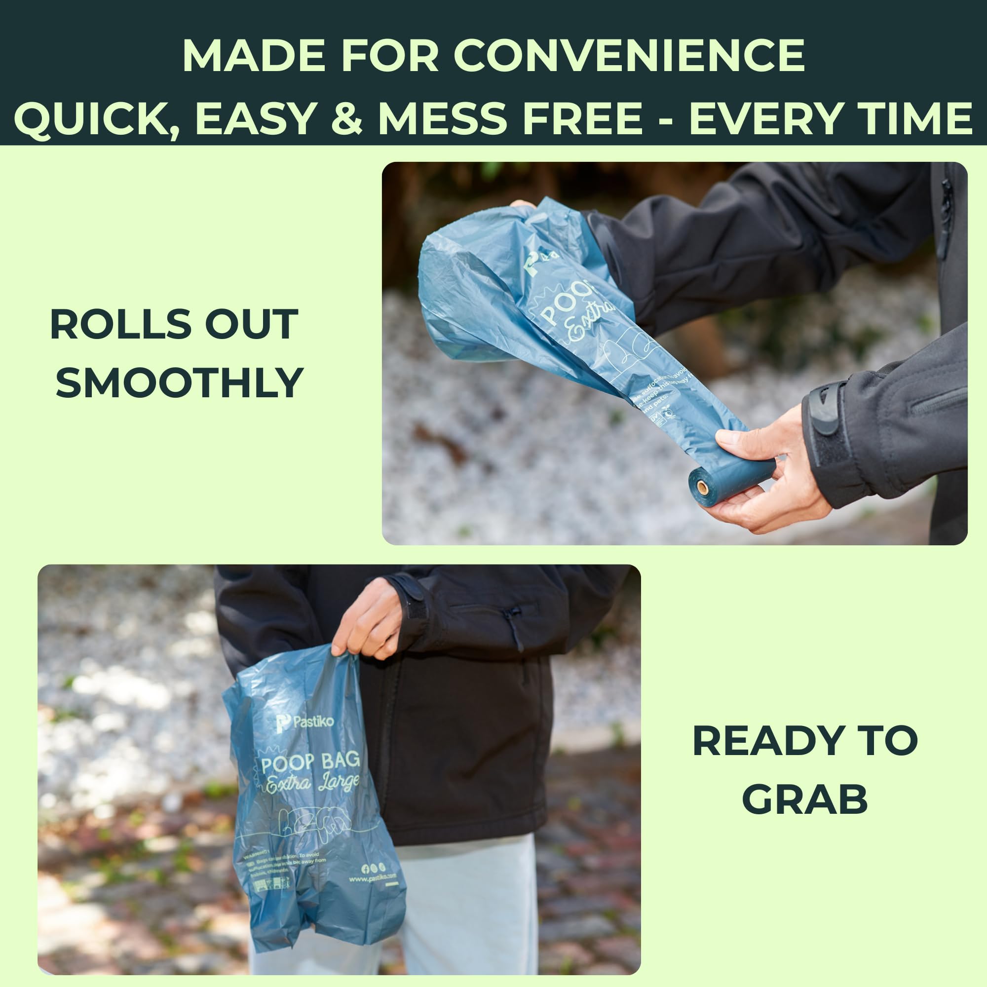 Compostable Dog Poo Bags, Extra Large, 120 Pcs Extra Thick Guaranteed Leak Proof, Biodegradable Dog Poop Bags Rolls, Strong - Image 3