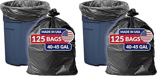 Miniatura 8 de Reli. SuperValue - Bolsas de basura de 40 a 45 galones, 125 unidades, fabricadas en Estados Unidos, resistentes, bolsas de basura negras multiusos