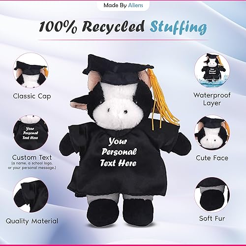 Miniatura 8 de Made By Aliens Juguetes de peluche de 12 pulgadas, regalos para el día de graduación, texto personalizado, nombre o logotipo de tu escuela en el
