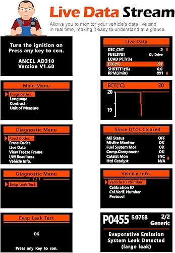 Miniatura 4 de ANCEL AD310 Escáner universal clásico mejorado OBD II Lector de códigos de errores para motor de auto Herramienta de escaneo de diagnósticos CAN