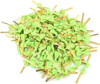 Metallic Twist Ties 300Pcs Bow Metallic Twist Ties Bow Tie Golden Wire Colorful Bowknot for Food Cookies Lollipop Candy Bags Sealing Fixed Ties(Light Green)