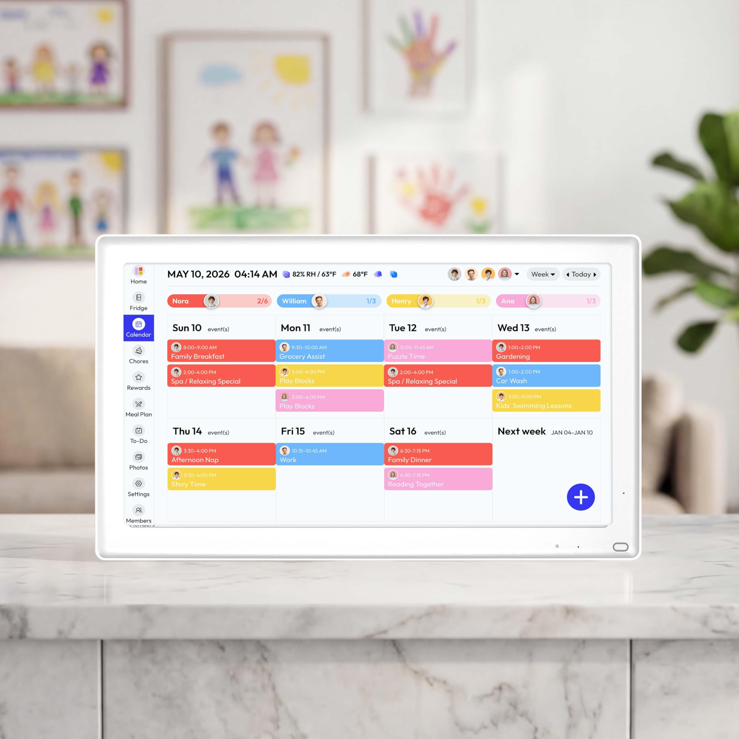 Everblog Digitaler Kalender und Aufgabendiagramm, 54,8 cm (21,5 Zoll), intelligentes interaktives Display für Familienpläne, 1920 x 1080P Full HD Touchscreen elektronischer WiFi-Planer, Wand- und