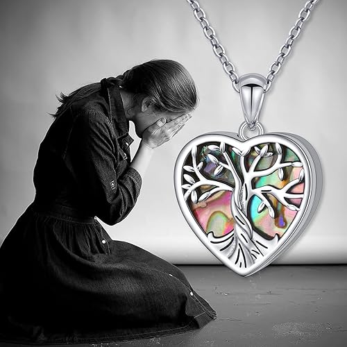 Miniatura 6 de Yearace - Collar de urna de fotos personalizado para cenizas, joyería de cremación para cenizas, collar conmemorativo de recuerdo de plata de ley,