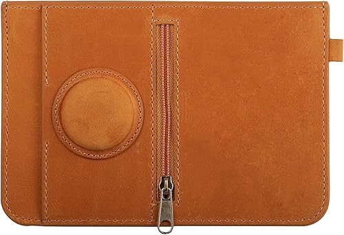 Airtag Passport Holder and Card Wallet, Crazy Horse Leather Passport Wallet with Card Slot, Air tag Passport Cover Holder for MenWomen. (Brown,