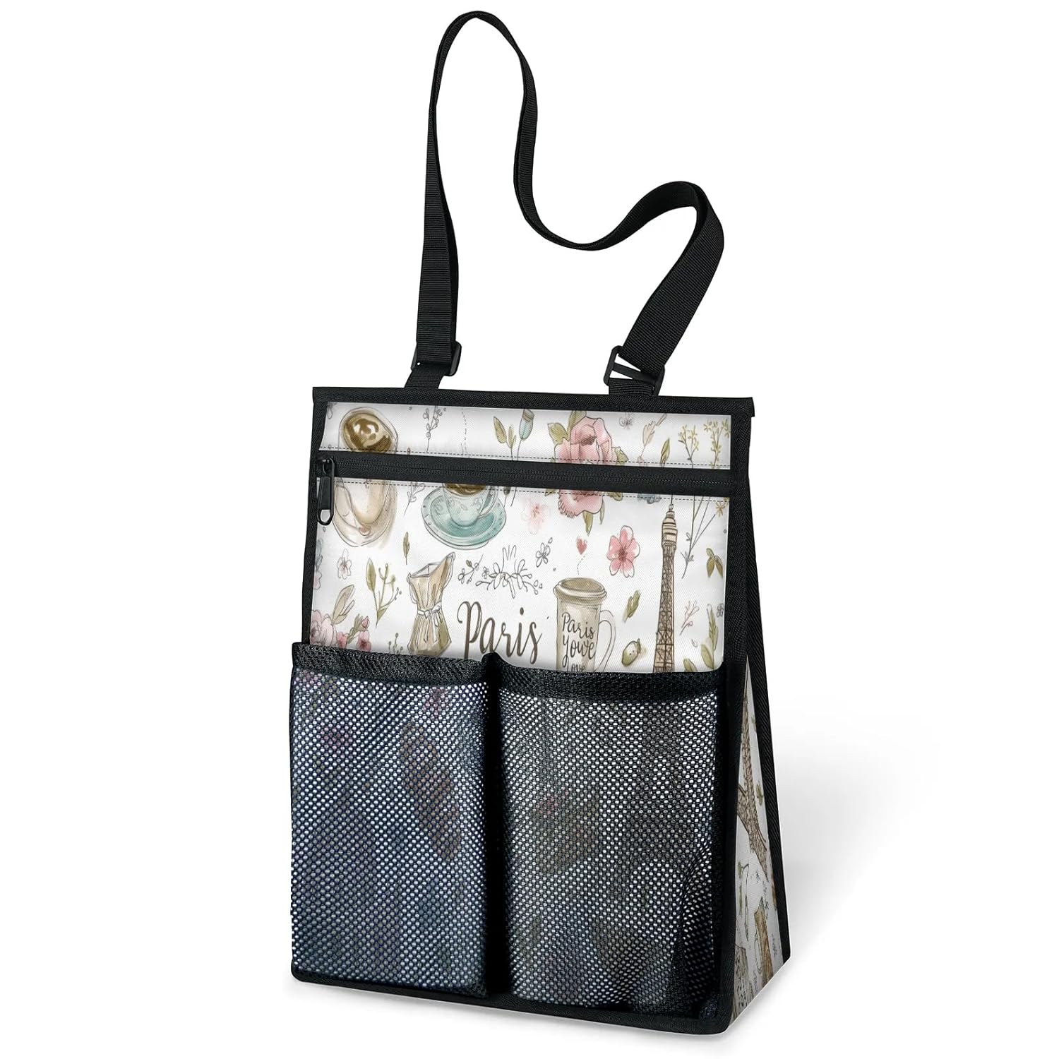 Ourtheme France Paris Theme Portable Shower Bag for Travel Gym Camp Beach Tote Shower Caddy Bags Hanging Toiletry