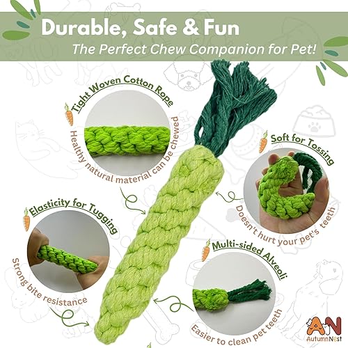 3PCS Green Woven Pet Chew Set, Dog Chew Accessories, Cat Interactive Chews, Safe & Durable Braided Chews for Dogs, Cats & More Pets(Green-3pcs)