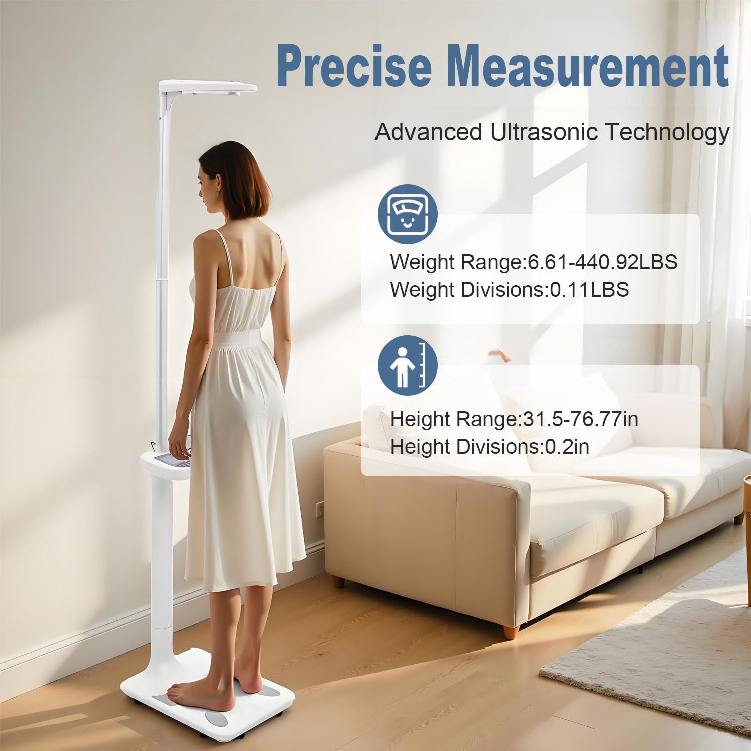 Báscula médica ultrasónica Profesional, báscula Inteligente Multifuncional para consultorios médicos, hospitales, farmacias y Salones de Belleza. Standard