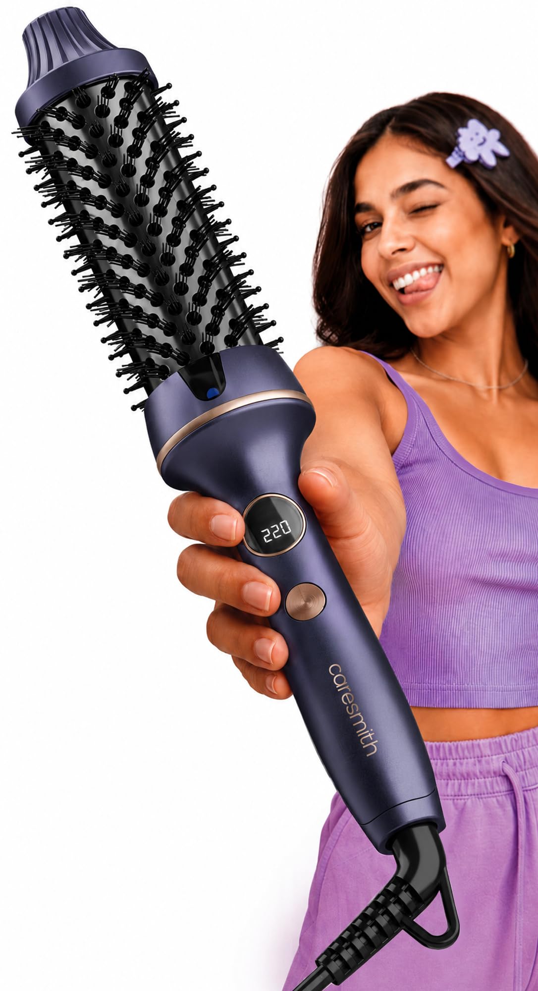 Caresmith Bloom Heated Round Brush | 2 in 1 Hair Straightening and Blowout Styling | Multiple Temperature Settings & Fast Heating | Professional Hair Styling Tool | Hair Styler Complete Set-image-39