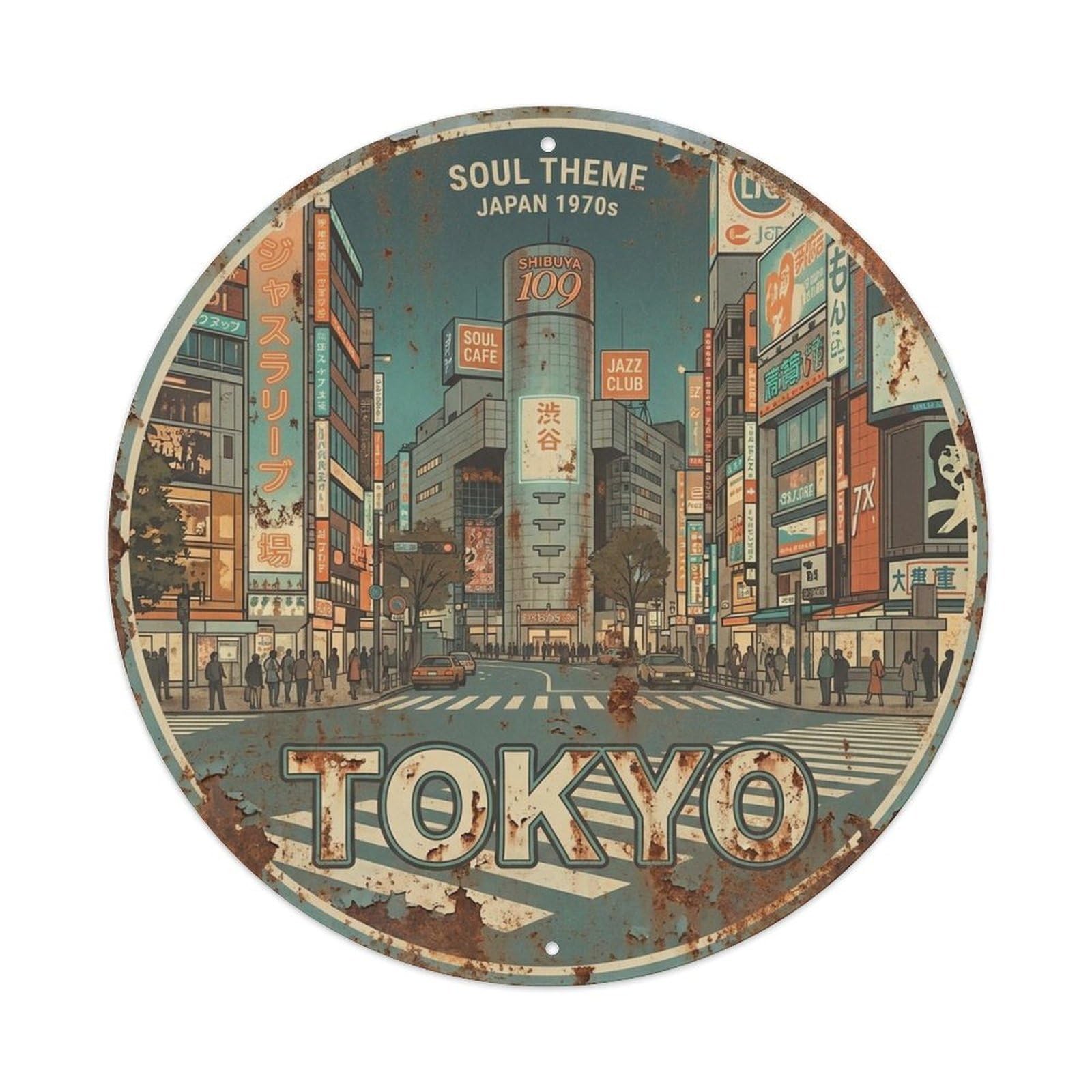 Tokyo Japan Cultural Travel Antique Woodblock Culture Metal Tin Sign