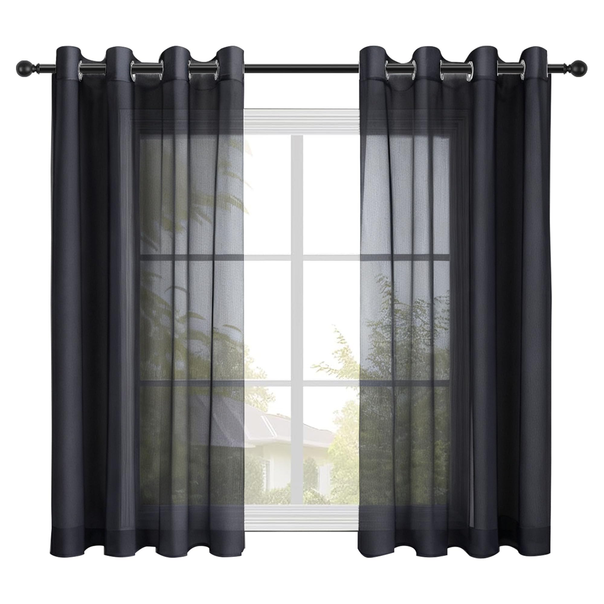 Rideau voilage oeillet 460 x 295 cm noir pour grand salon